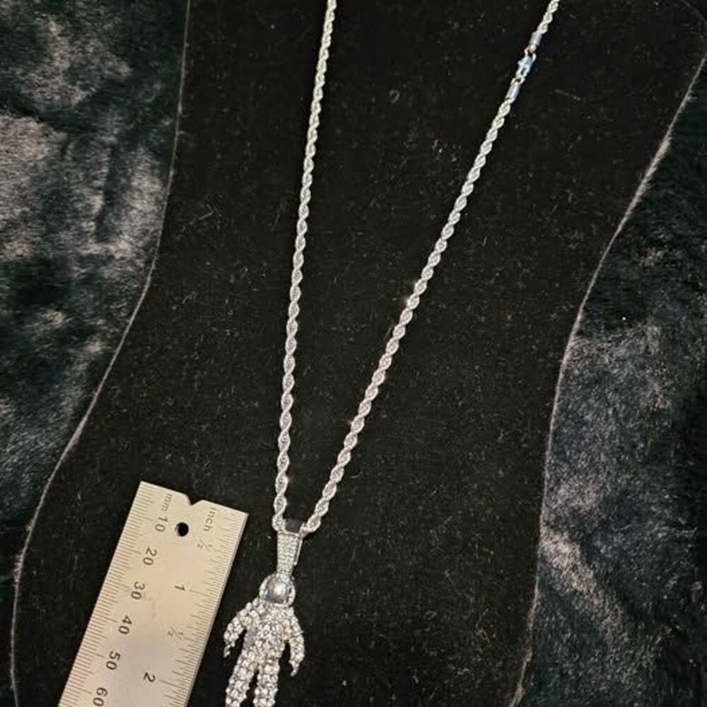 24" Rope Chain with gold over CZ Astronaut pendant